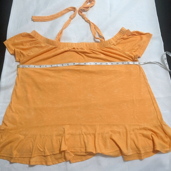 a.n.a Tie Cold Shoulder Ruffle Top - Picture 1 of 6